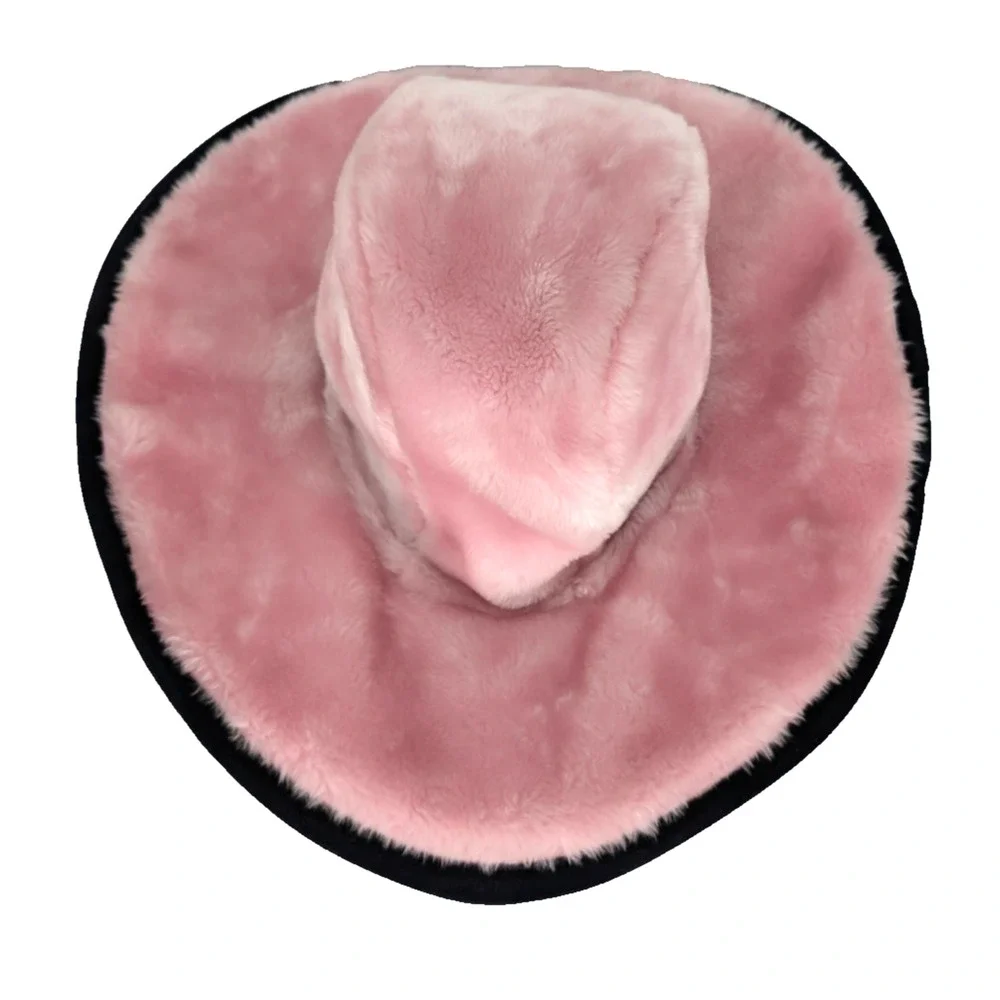 Vintage Goorin Bros Pink Fuzzy Faux‎ Fur Wide Brim Cowboy Western Hat Rare